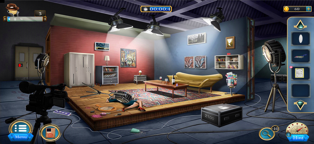 Room Escape: Detective Phantom - Investigating a murder mystery crime scene in a film studio in Room Escape Detective Phantom.