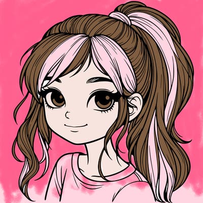 realistic girl with ponytail