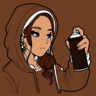 a realistic girl, spray painting