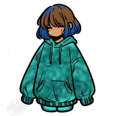 girl in baggy sweat shirt