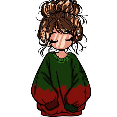girl with baggy sweatshirt and messy bun