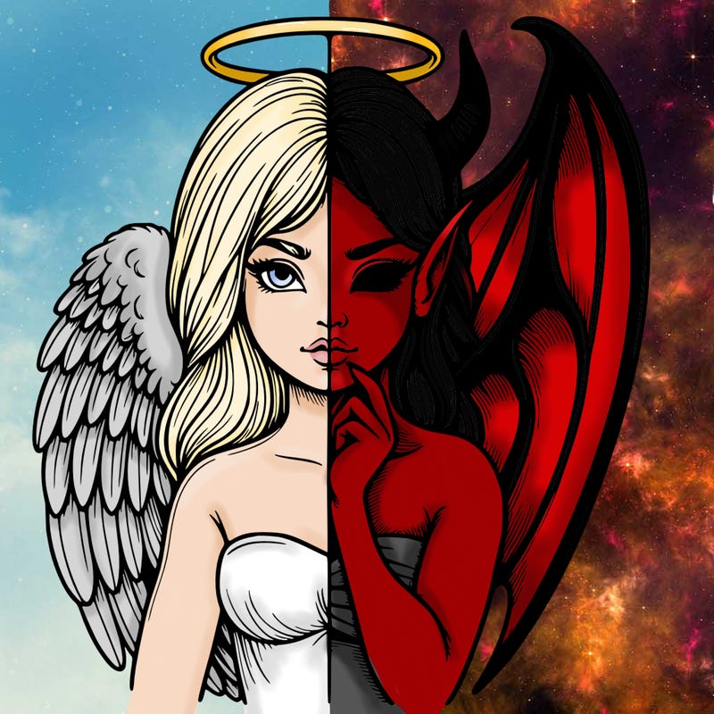 realistic angel half demon