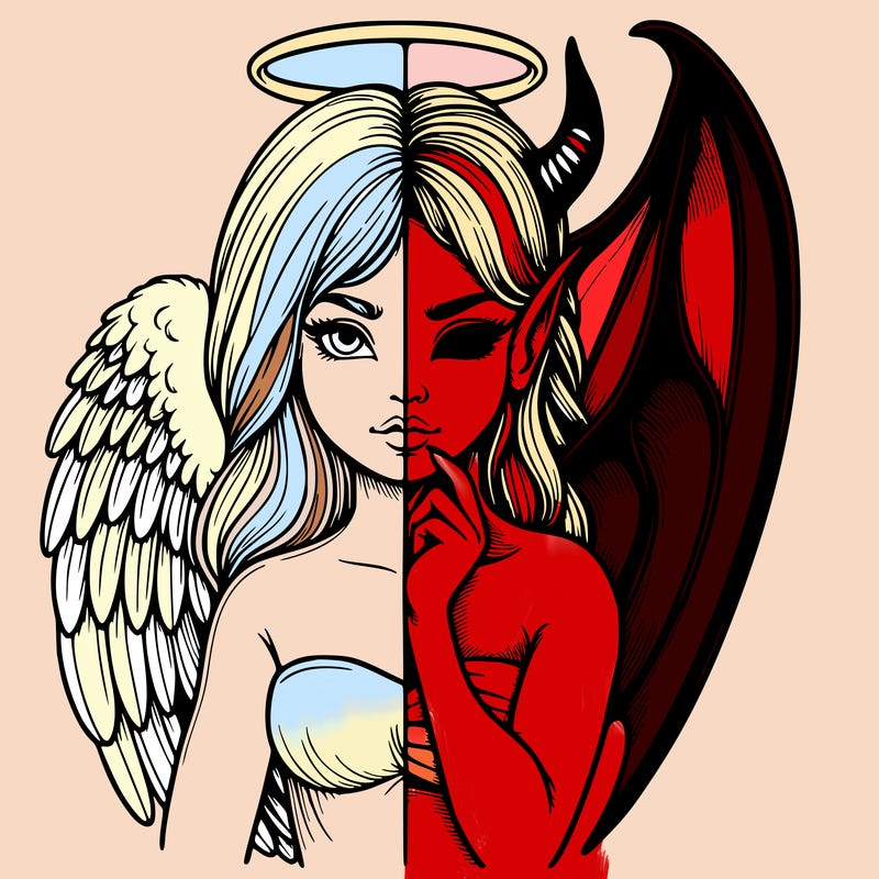 realistic angel half demon