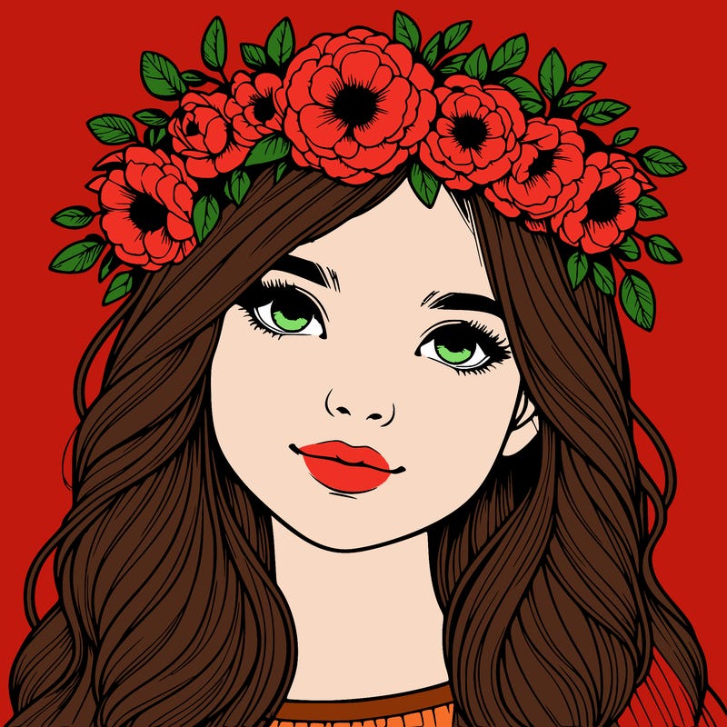 realistic girl with flower crown