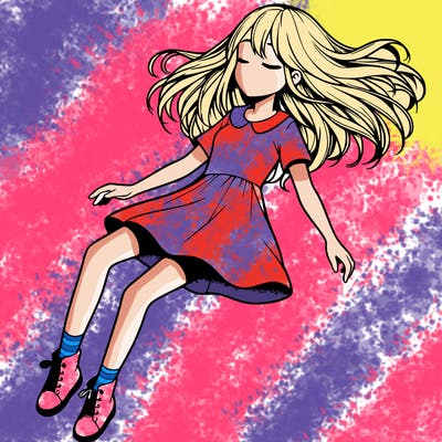 realistic girl floating