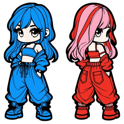 girl in crop top and baggy pants