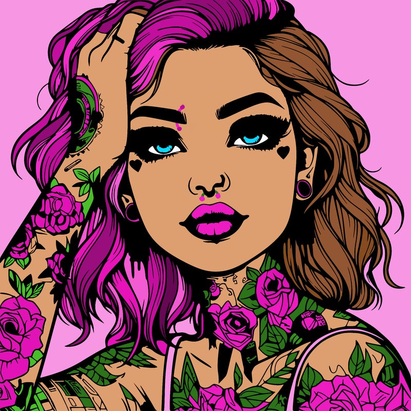 realistic girl with tattoos all over