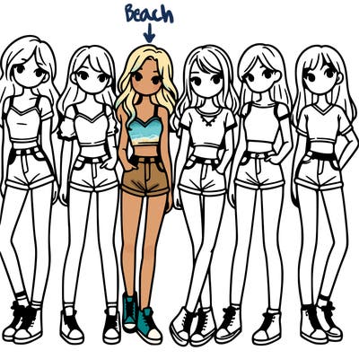 a group of girls wearing crop tops and shorts