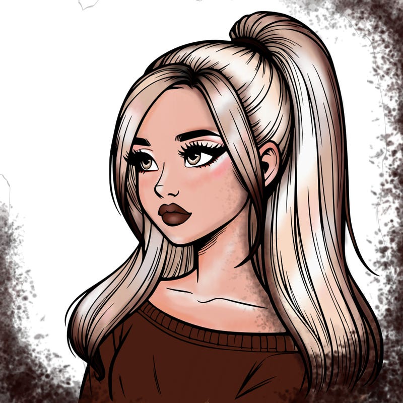 realistic girl with a high ponytail