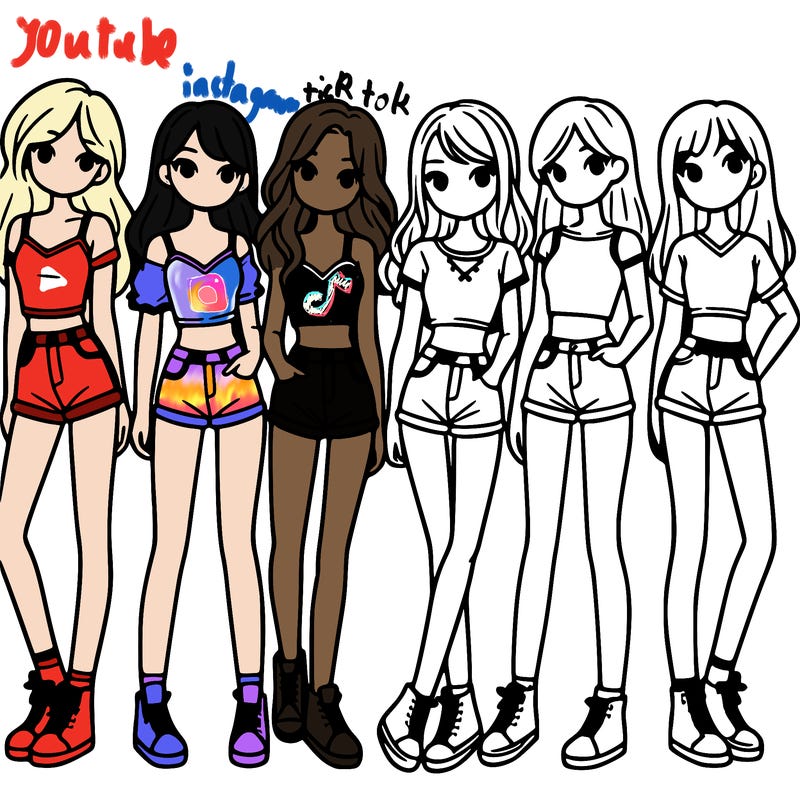 a group of girls wearing crop tops and shorts