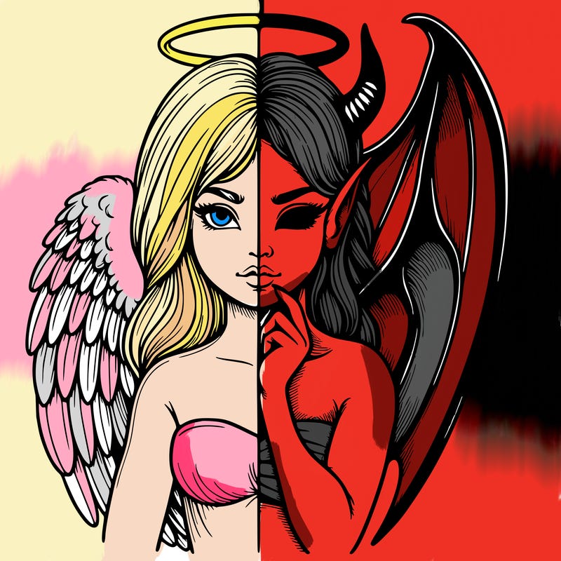 realistic angel half demon