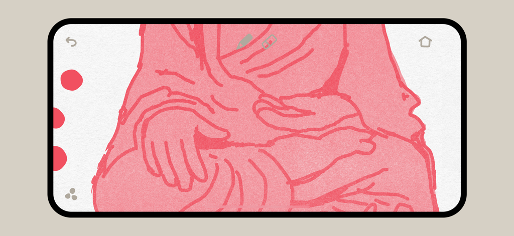 Pink textured illustration of hands using Graintouch drawing app