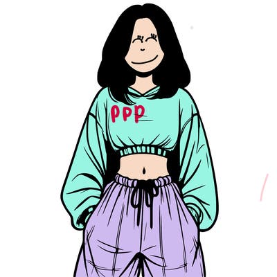 realistic girl faceless with baggy pants and a crop top