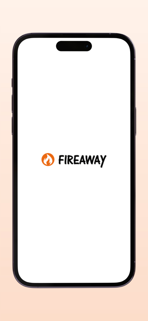 Fireaway Pizza Cayman - Fireaway Pizza Caymanモバイルアプリの起動画面。ブランドロゴと炎のアイコンが表示されています。