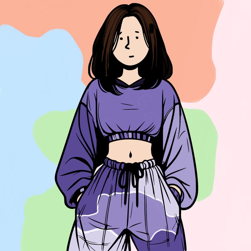 realistic girl faceless with baggy pants and a crop top