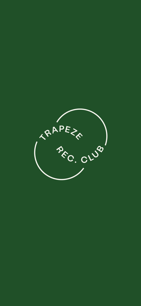 Trapeze Rec. Club - Trapeze Rec Club minimalist white logo on a dark green background