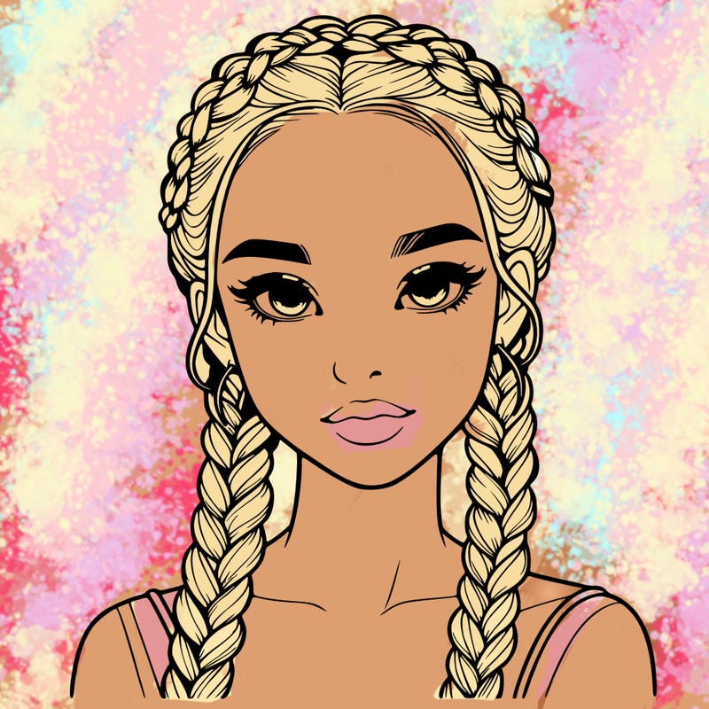 realistic girl with braids