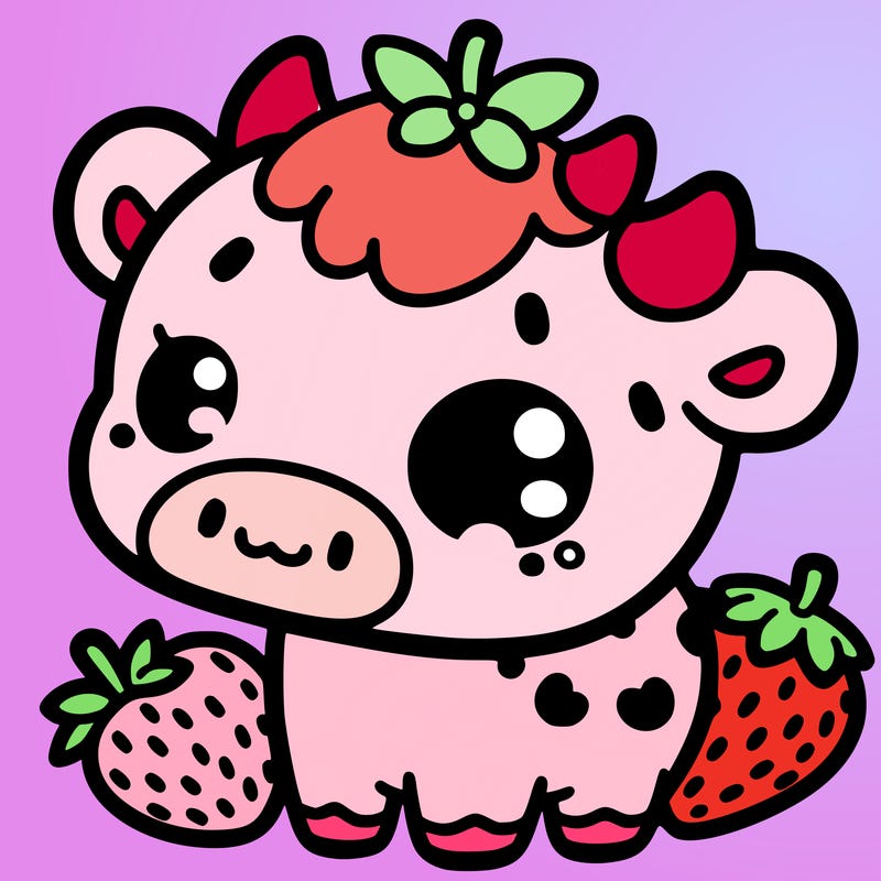 strawberry milk cow cute