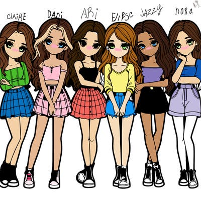 a group of girls realistic