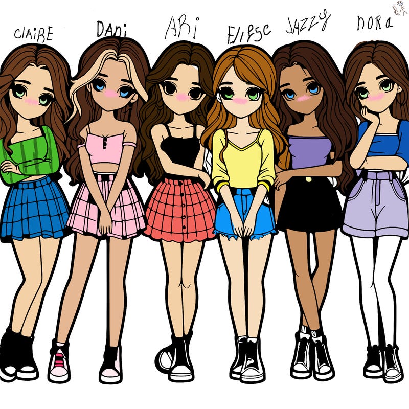 a group of girls realistic