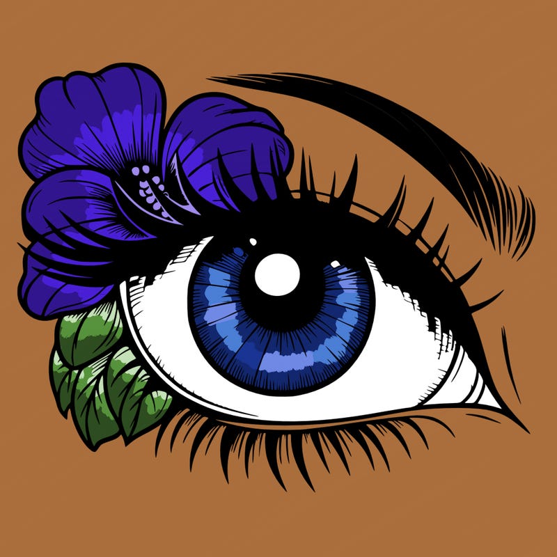 realistic eye with flower