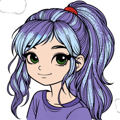 realistic girl with ponytail