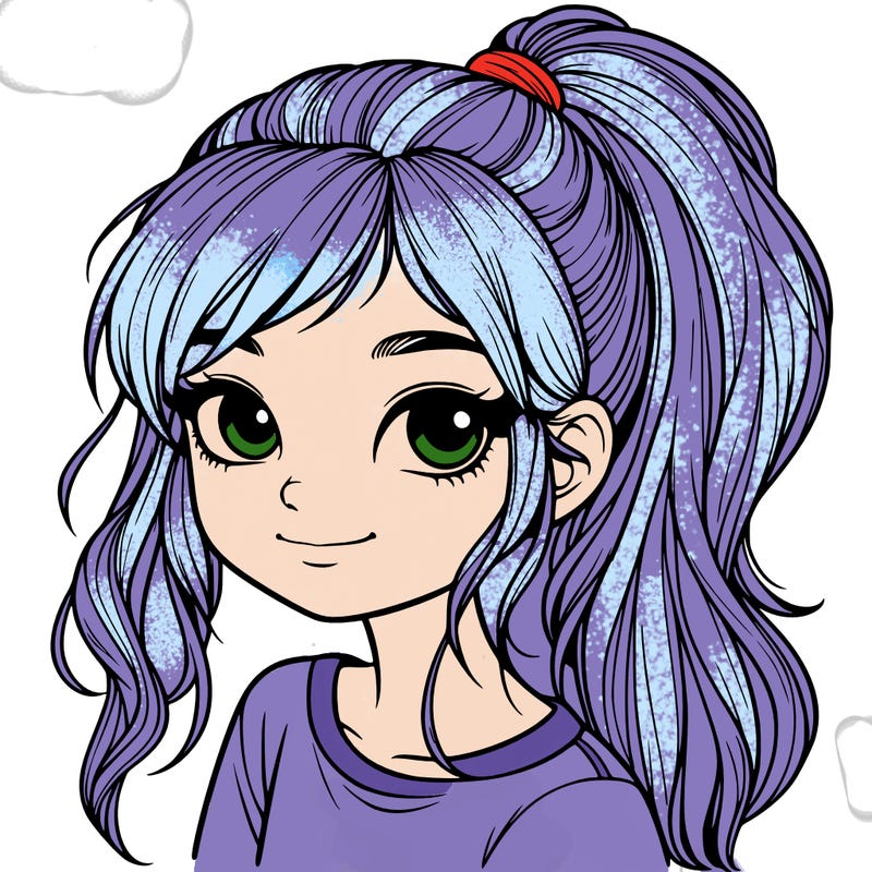 realistic girl with ponytail