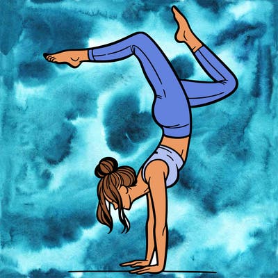 a woman doing a handstand