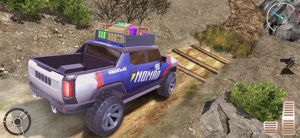 Offroad Master-4x4 Mud Driving - 통나무 장애물이 있는 진흙 오프로드 트랙에서 화물을 운반하는 맞춤형 4x4 SUV