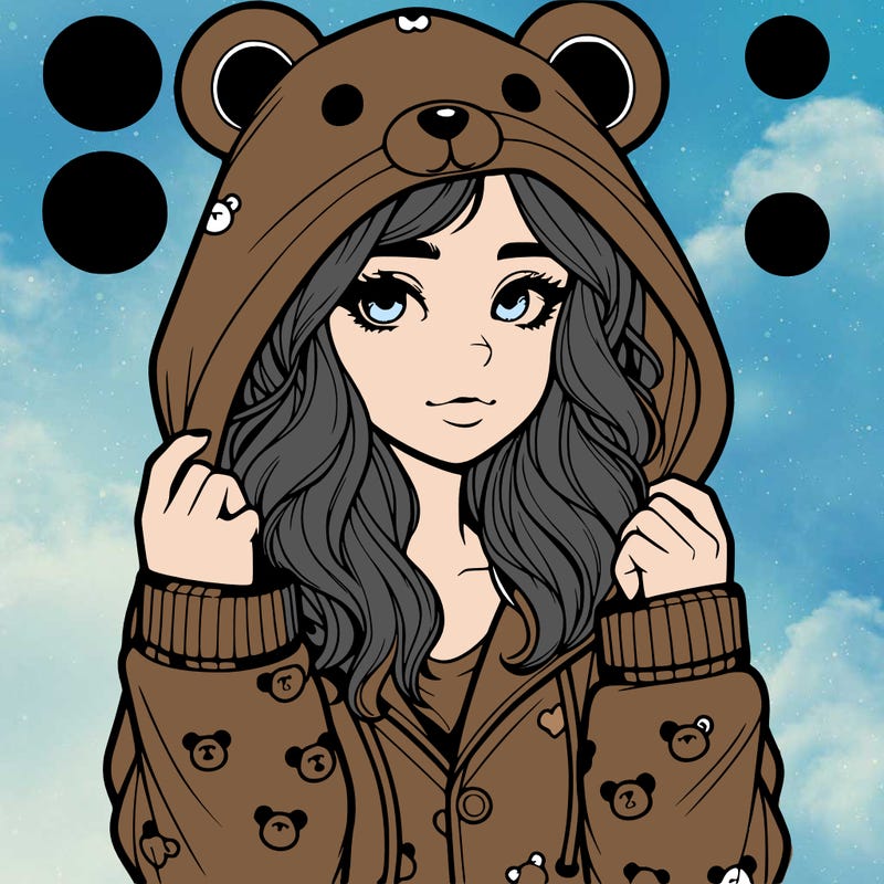realistic girl in a animal pjs hoodie