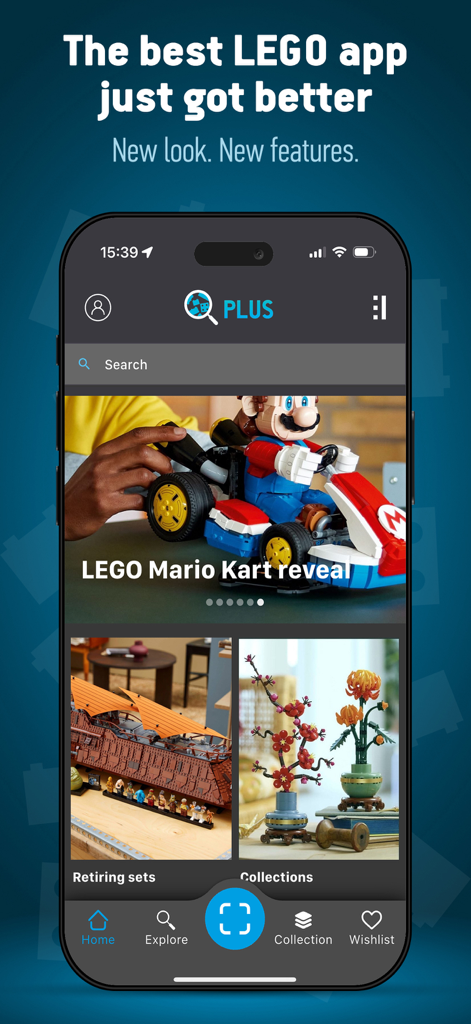 Brick Search: The LEGO set app - Brick Search app home screen featuring LEGO news and retiring sets