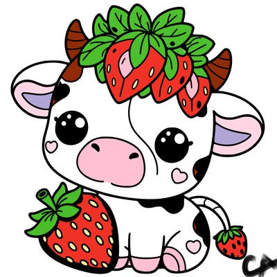 cute strawberry cow