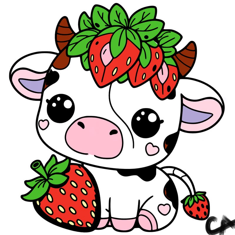 cute strawberry cow