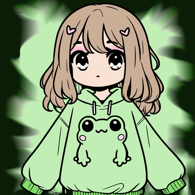 girl wearing frogging sweatshirt