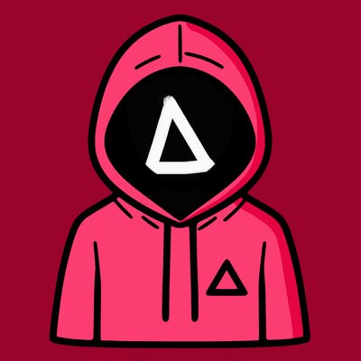 a person with non face waering a hoodie with a small triangle symbol