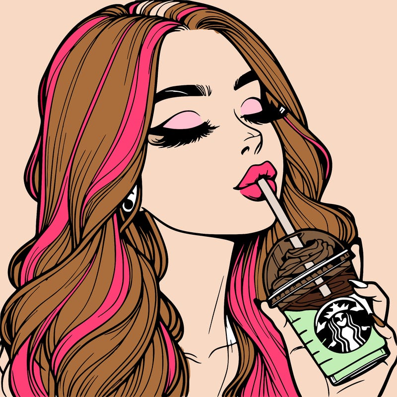 realistic girl drinking starbucks