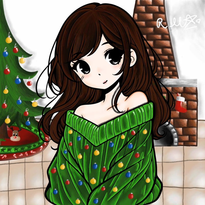 shy pretty girl wearing a sweater that is falling off one shoulder portrait