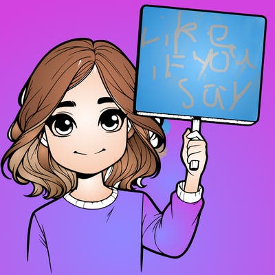 realistic girl holding up a sign