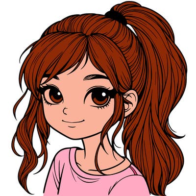 realistic girl with ponytail