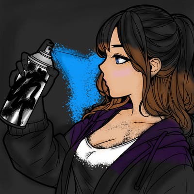 a realistic girl spray, painting