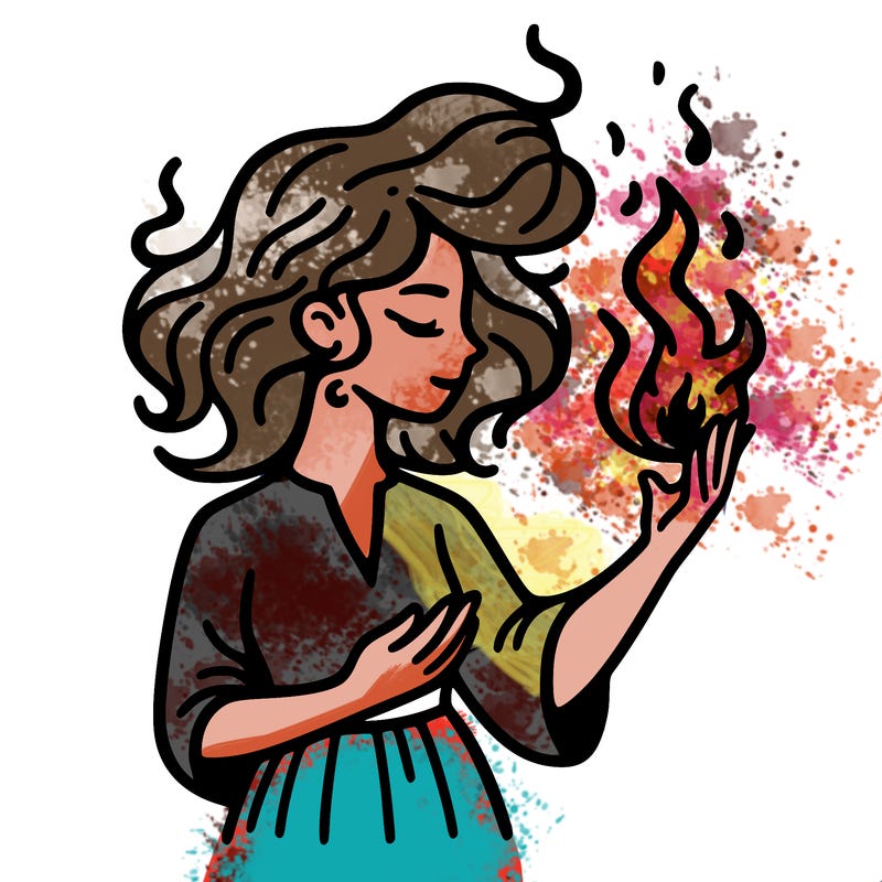 woman with fire
