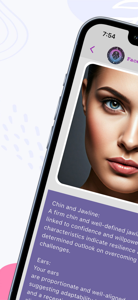 Face Reader AI: Insights - Face analysis results showing personality traits based on facial features