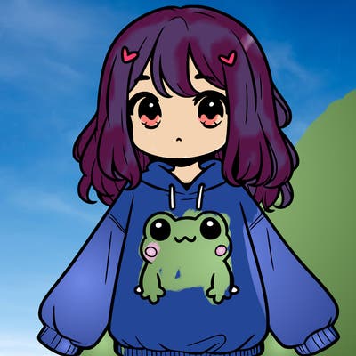 girl wearing frogging sweatshirt