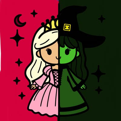 split princess and witch