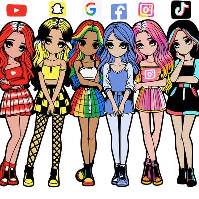 a group of girls realistic