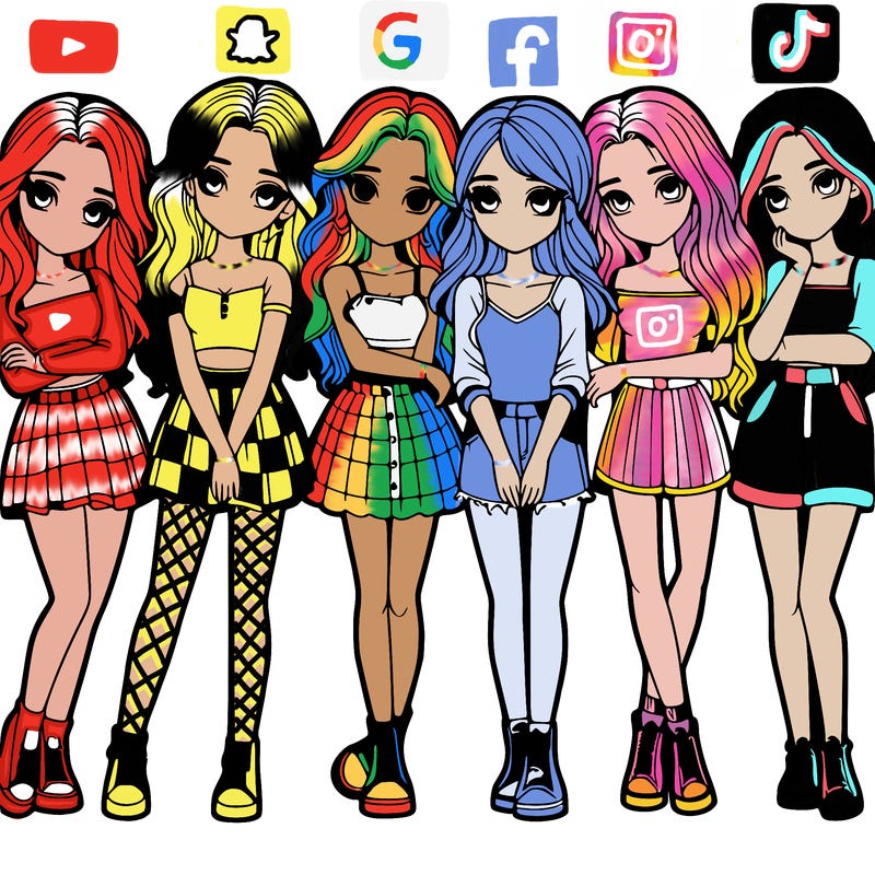 a group of girls realistic