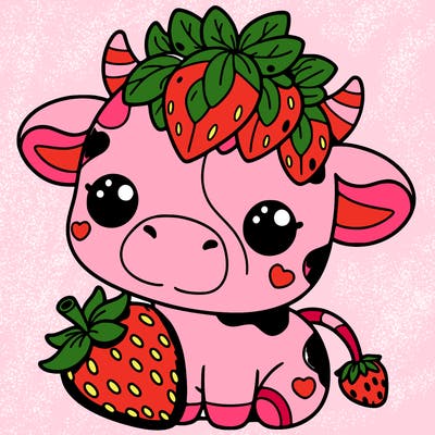 cute strawberry cow