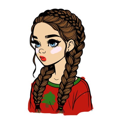 realistic girl with braids
