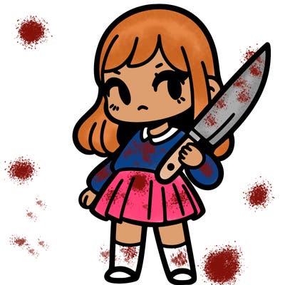 girl with a knife realisic