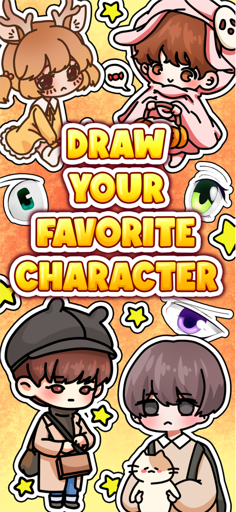 How to Paint Anime Club - Imagen promocional de Club de Pintura de Anime con cuatro lindos personajes chibi y texto que dice dibuja tu personaje favorito